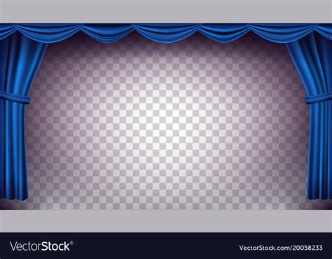 Blue theater curtain transparent Royalty Free Vector Image