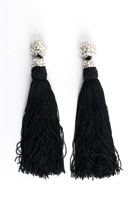 Vintage James Arpad Rhinestone Tassel Drop Earrings Recess