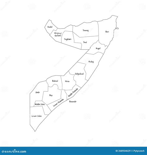 Somalia Political Map Of Administrative Divisions Stock Illustration