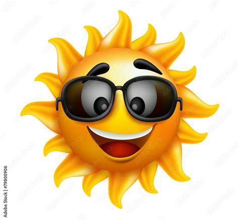 Summer Sun Face With Sunglasses And Happy Smile Stock Vector Adobe Stock