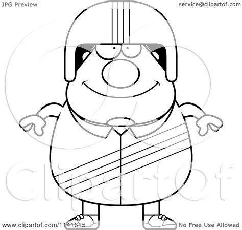 Cartoon Clipart Of A Black And White Happy Race Car Driver - Vector ...