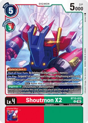 Shoutmon X2 BT15 012 Digimon Card Database DigimonCard