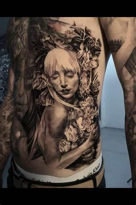 Realistic Woman Tattoo Done By John Hudic In London Chest Tattoo Piece