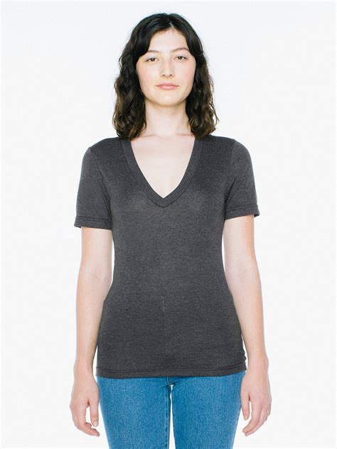 Unisex Tri Blend Deep V Neck T Shirt American Apparel