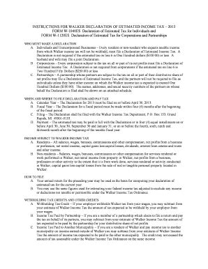 Fillable Online Ci Walker Mi 2013 INSTRUCTIONS FOR WALKER DECLARATION