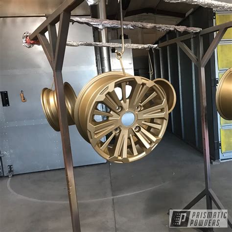 15 Wheels Coated In Satin Poly Gold Prismatic Powders