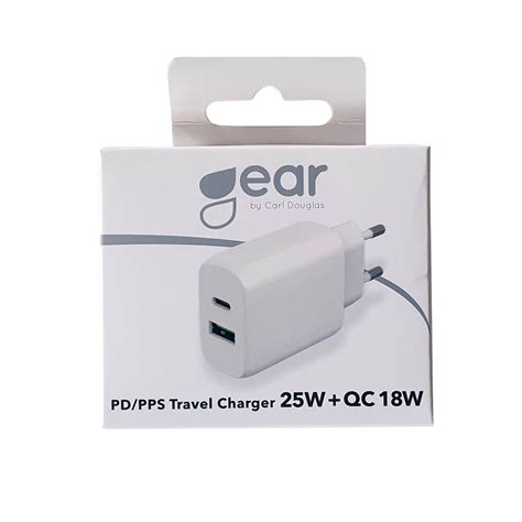 Köp GEAR 25W 18W Väggladdare PD PPS QC USB C USB A Vit Teknikhallen se