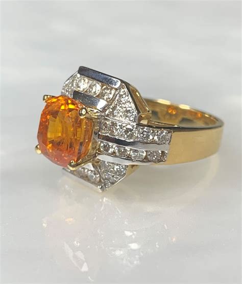 Orange Sapphire Ring Natural Orange Sapphire Sapphire Ring Etsy