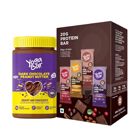 Yogabar Dark Chocolate Peanut Butter And Protein Bars Combo Dark