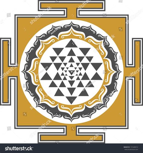 Shri Chakra Yantra Goddess Of All Yantras Royalty Free Stock Vector 131648312