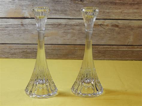 Vintage Mikasa Crystal Candle Holders Vintage Art Deco Style Mikasa Crystal Candle Holders A