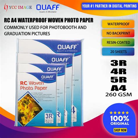 Quaff Rc Woven Photo Paper No Back Print Gsm A R R R Size