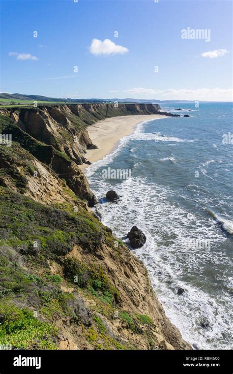 Cliffs And Large Half Moon Shaped Beach Pacific Ocean Coast Half Moon