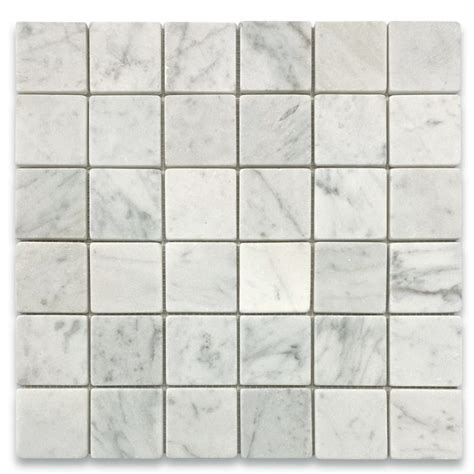 Carrara White Marble X Square Mosaic Tile Tumbled