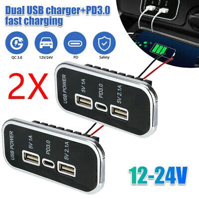 V Auto Dual Usb Typ C Ladeger T Buchse Licht Einbau Steckdose F R