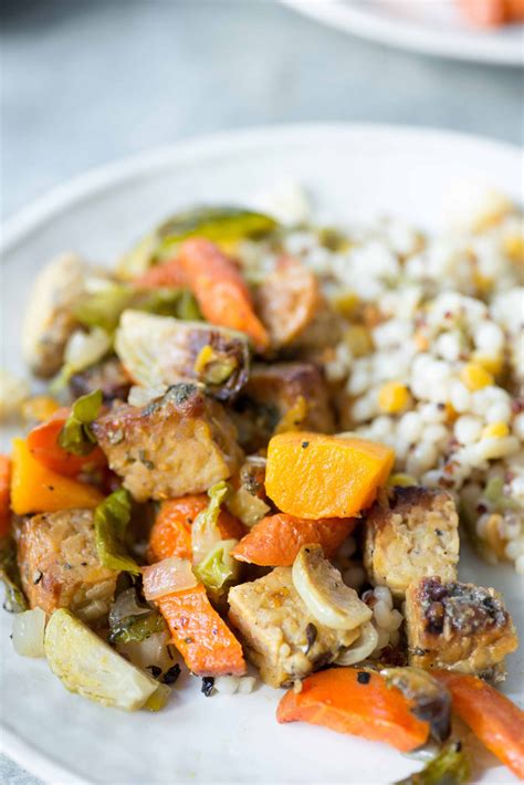 Sheet Pan Maple Balsamic Tempeh And Vegetables Delish Knowledge