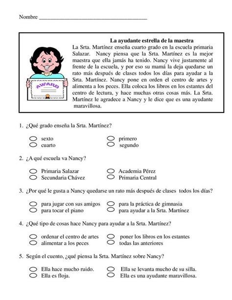 Short Story With Comprehension Questions Lectura De Comprensi N