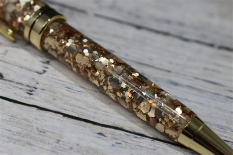 Chunky Gold Glitter Mix Ballpoint Pen Personalized Resin Etsy