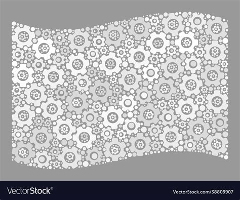 Waving Industrial White Flag Collage Cog Vector Image