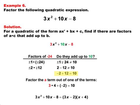 Factorising Quadratics With A Coefficient