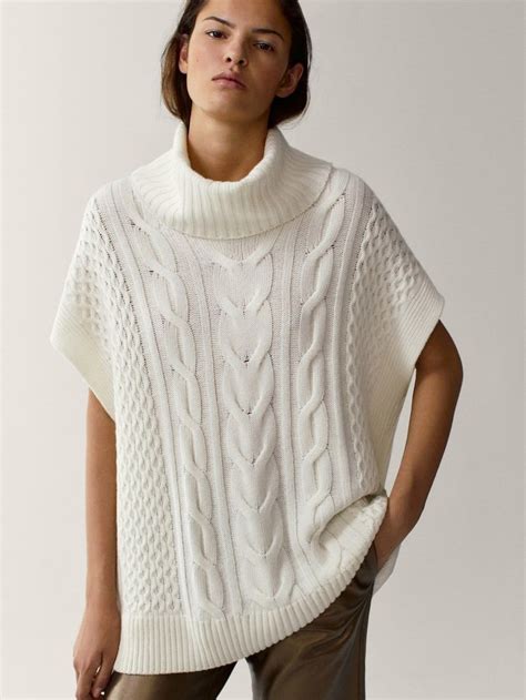 Cable Knit Wool Sweater Women Massimo Dutti Wool Sweaters Womens Knit Fashion Knitwear