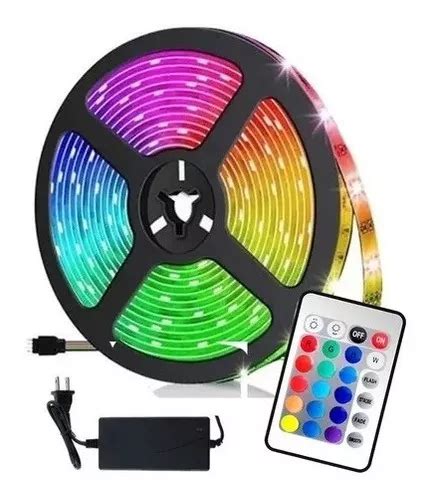 Cinta Led Tira Luces Mts Rgb Multicolor Con Control Cuotas Sin Inter S