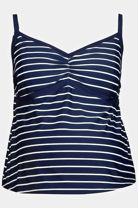 Tankini A Righe Bellieva Con Drappeggio E Spalline Regolabili Bikini