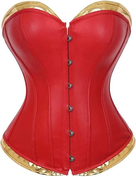 Jutrisujo Leder Korsett Damen Bustier Kunstleder Corsage N Hen Gothic