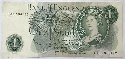 1970 Bank Of England One Pound Bank Note Jb Page Signature Variety