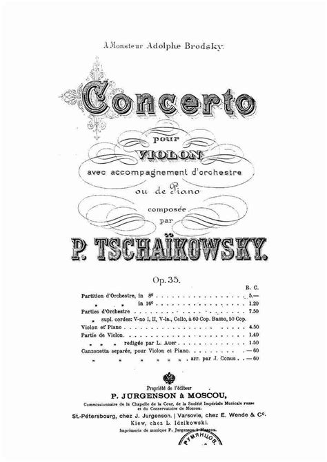 Tchaikovsky Violin Concerto Op Score