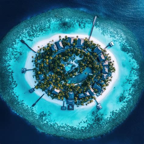 Maldives Paradise Island Tropical Aerial Landscape Premium Ai