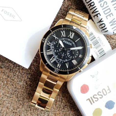 Best Seller Fossil Grant Sport Chronograph Black Dial Fs5267 Gold Tone Stainless Steel Men