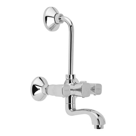 Hindware F CP Dove Hot And Cold Wall Mixer With Overhead Shower Provision Brass With