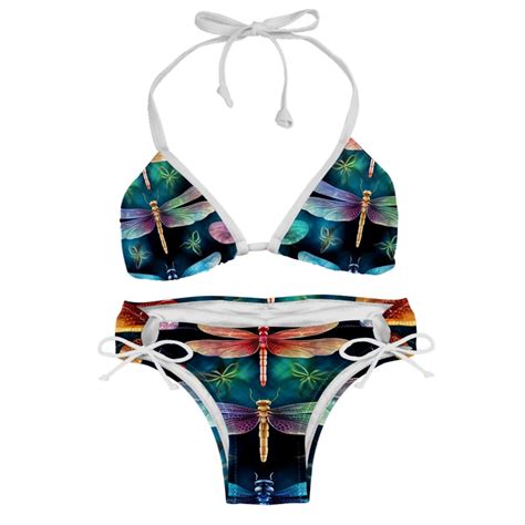 Dragonfly Detachable Sponge Adjustable Strap Bikini Set Two Pack