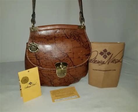 Patricia Nash Leather Veneto Riot Rust Map Crossbody Bag Saddlebag