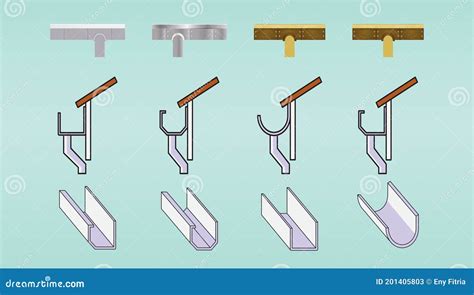 Conjunto De Calhas Do Telhado Ou Calhas De Chuva E Drenagem Modelo De