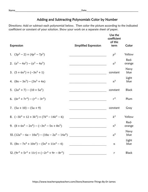 Add The Polynomials Worksheet Printable And Enjoyable Learning