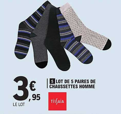 Promo Lot De 5 Paires De Chaussettes Homme Tissaia Chez E Leclerc