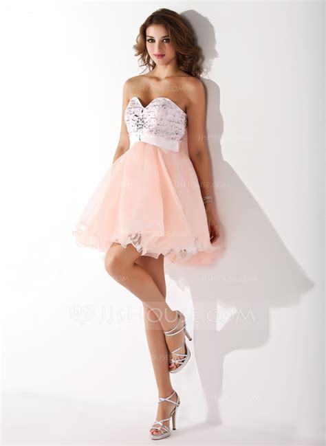 A Lineprincess Sweetheart Shortmini Satin Organza Homecoming Dress