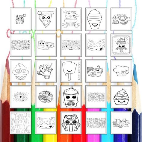 Printable Kawaii Food Coloring Pages for Kids and Adults 95 Pages Instant Digital Download PDF ...