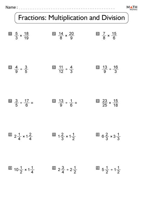 Multiplying And Dividing Fractions Worksheets With Answer Key