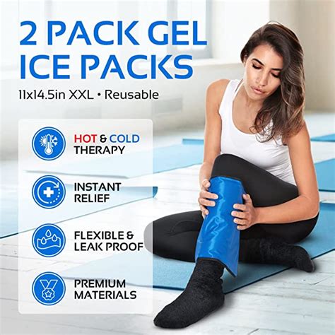 2 Pack Xxl Reusable Hot And Cold Gel Ice Packs For Injuries Cold Com