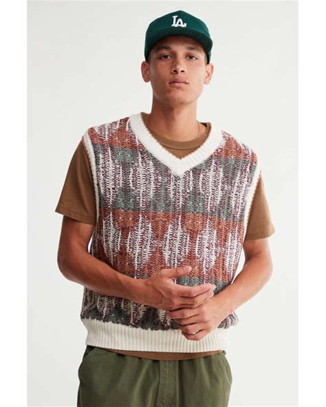 Urban Outfitters Cotton Uo Lucas Argyle Sweater Vest In Light Grey