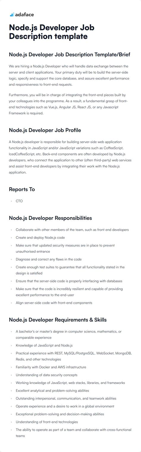 Node Js Developer Job Description Template Adaface