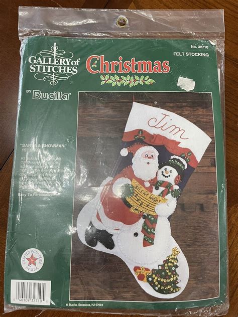 Bucilla Gallery Of Stitches Felt Christmas Stocking Kit Santa Snowman