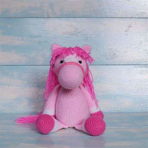 Pink plush pony soft toy for girl pink horse stuffed pink | Etsy