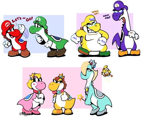 The Mario Bros Characters Are In Different Poses