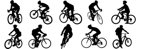 Cyclist Vector Icon Collection Of Silhouettes Of People Cycling In