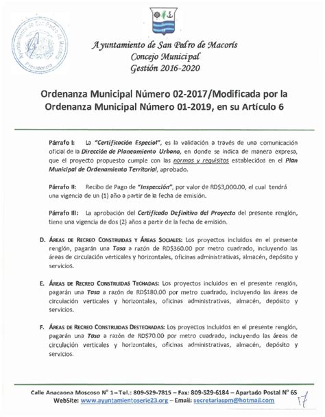 Ordenanza Municipal Número 02 2017modificada Por La Ordenanza