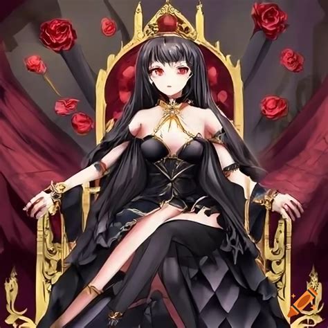 Anime Queen Sitting On A Throne With Roses On Craiyon